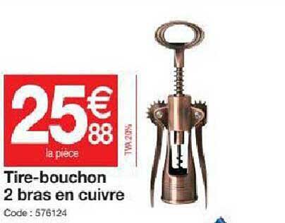 tire-bouchon 2 bras en cuivre