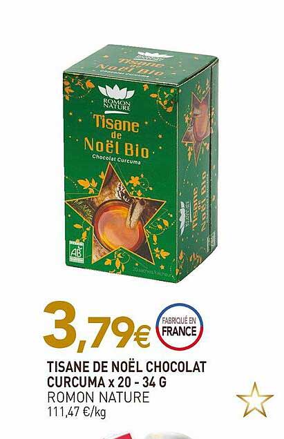 tisane de noël chocolat curcuma x20 romon nature