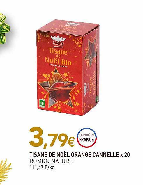 tisane de noël orange cannelle x20 romon nature