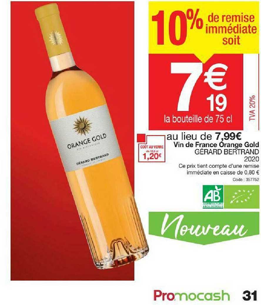 vin de france orange gold gérard bertrand 2020
