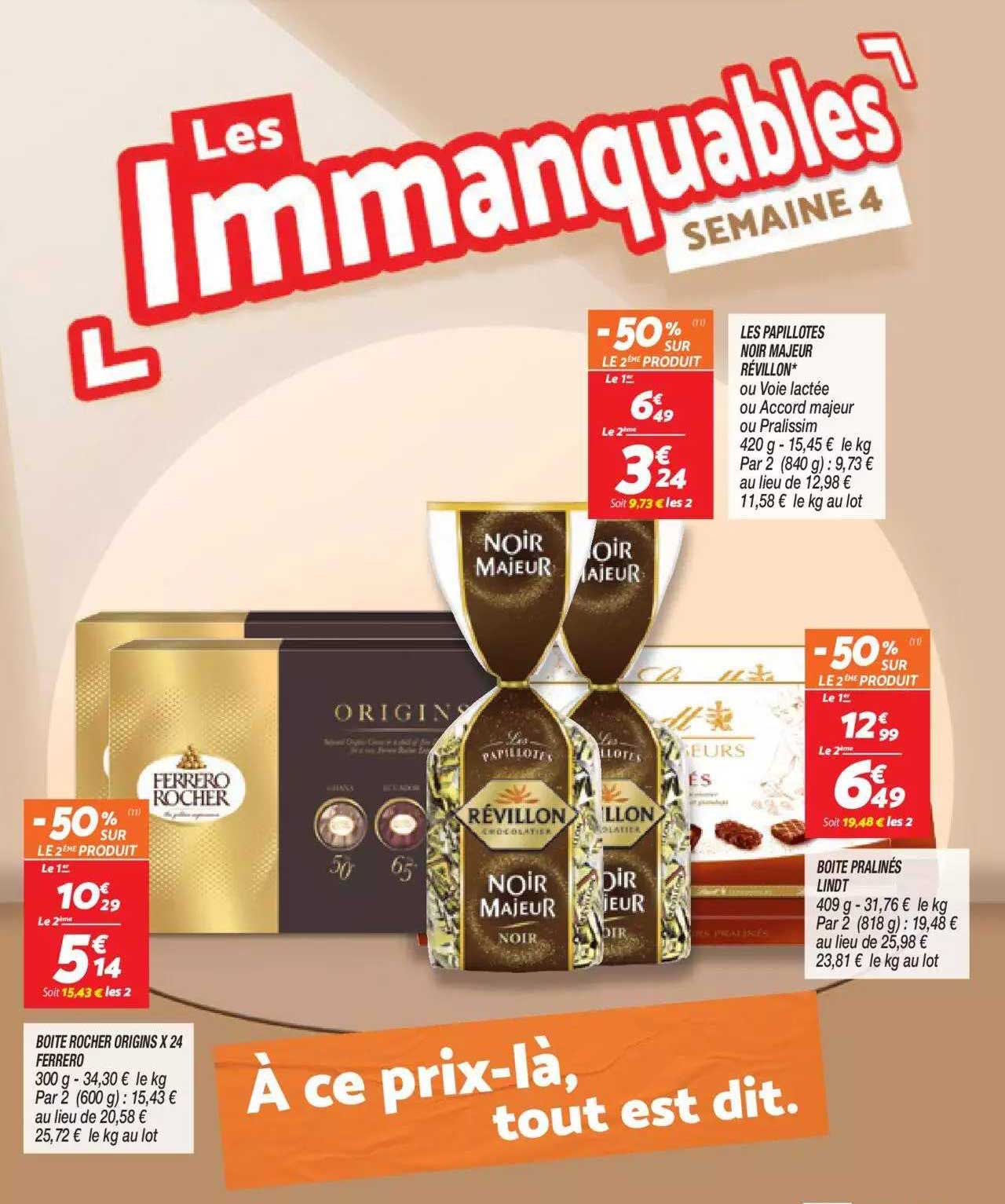 boîte rocher origins x24 ferrero, les papillotes noir majeur révillon, boîte pralinés lindt