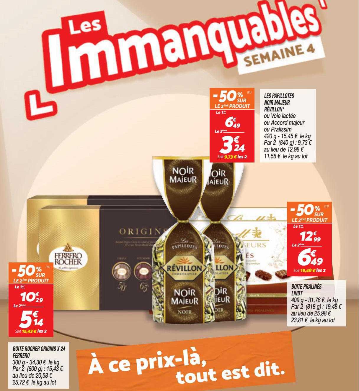 boîte rocher origins x24 ferrero, les papillotes noir majeur révillon, boîtes pralinés lindt