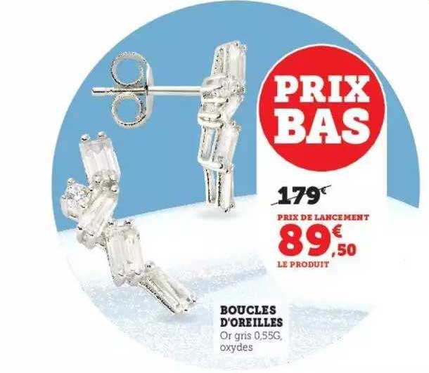 boucles d'oreilles or gris 0,55g oxydes