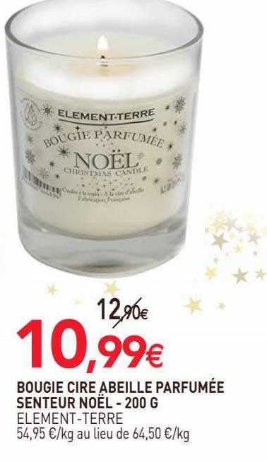 bougie cire abeille parfumée senteur noël élément-terre - 200 g