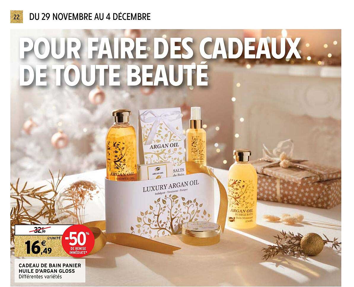cadeau de bain panier huile d'argan gloss