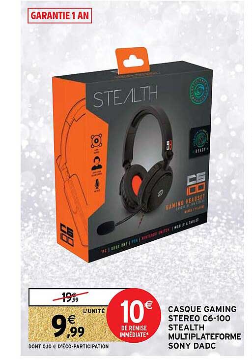 casque gaming stéréo c6-100 stealth multiplateforme sony dadc