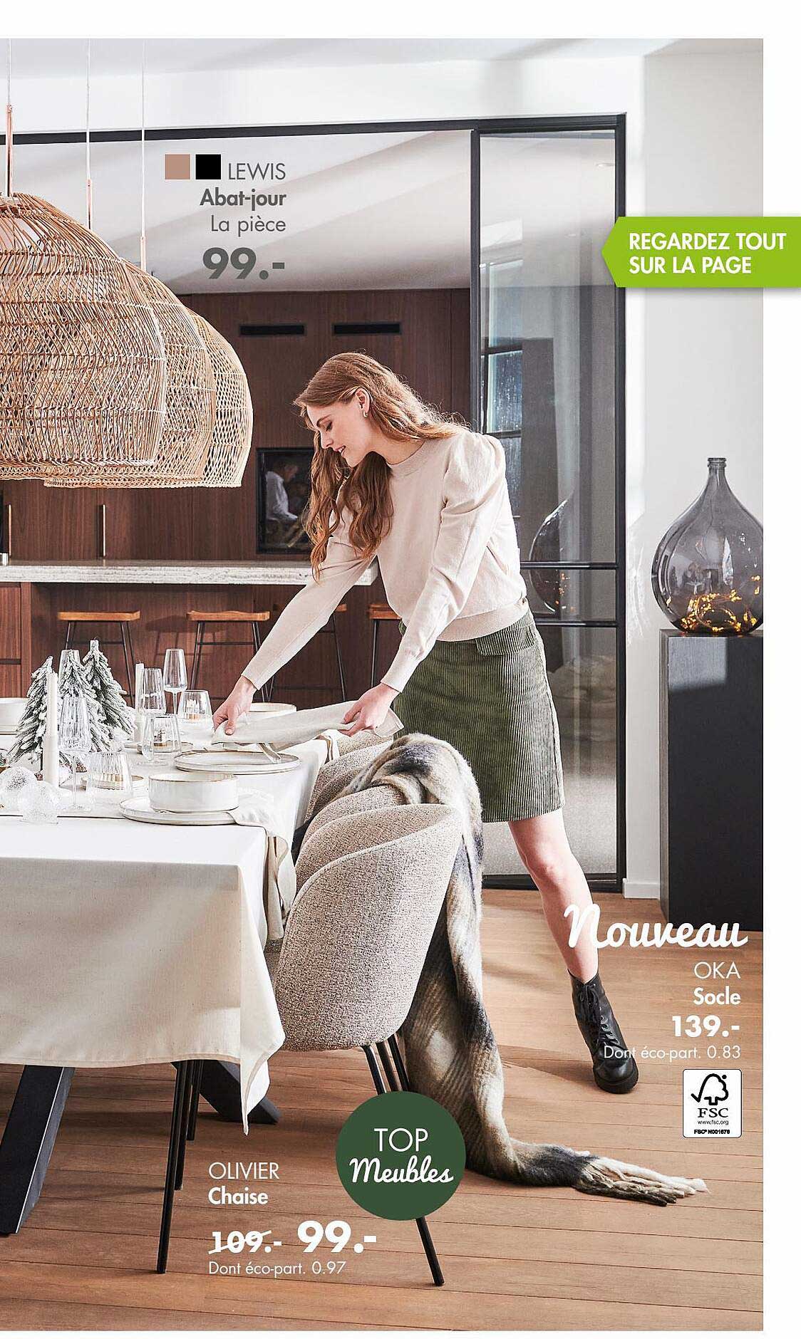 chaise olivier, socle oka, abat-jour lewis