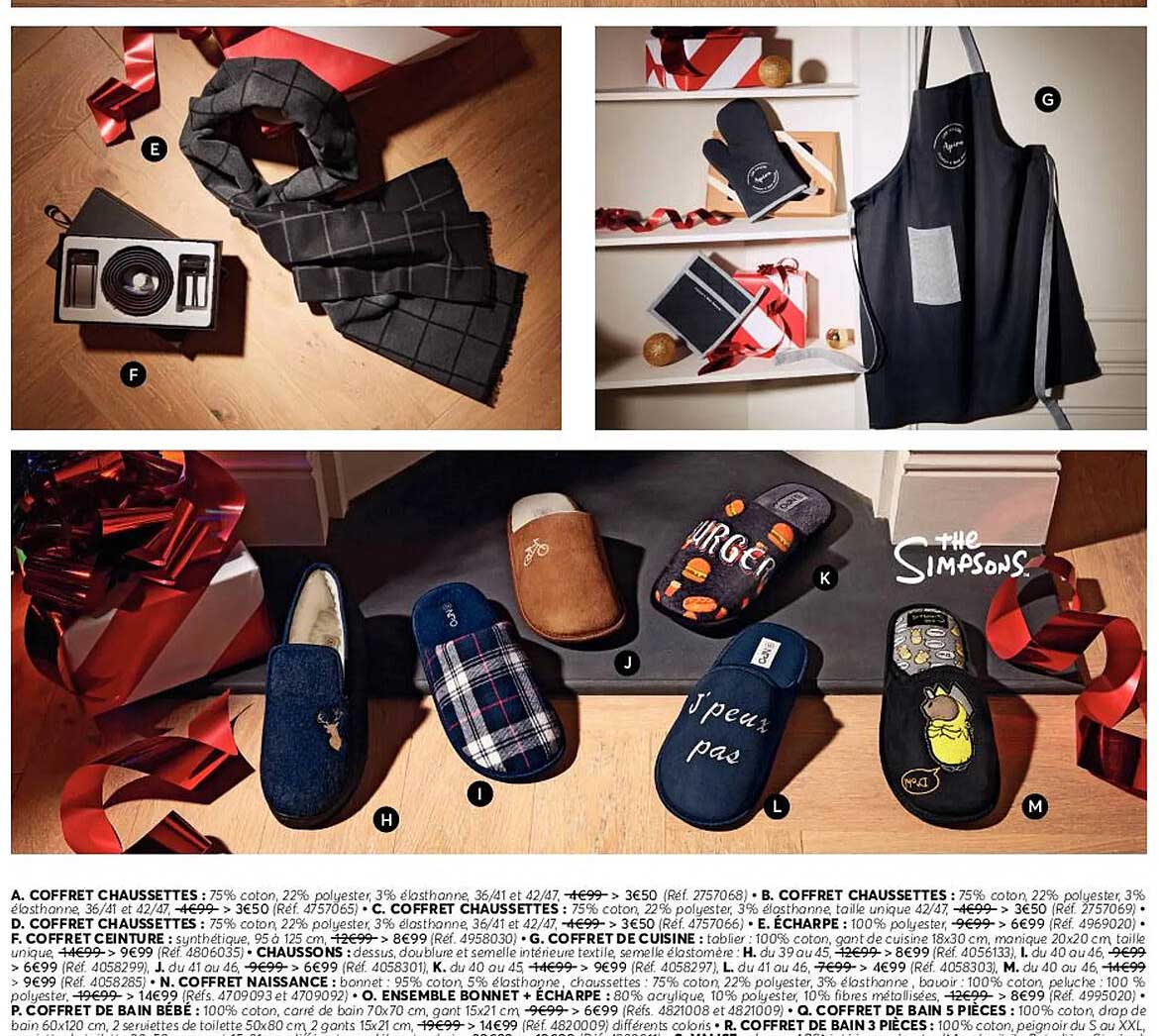 coffret chaussettes, écharpe, coffret ceinture, coffret de cuisine, chaussons, coffret naissance, ensemble bonnet + écharpe, coffret de bain bébé, coffret de bain 5 pièces, coffret de bain 3 pièces