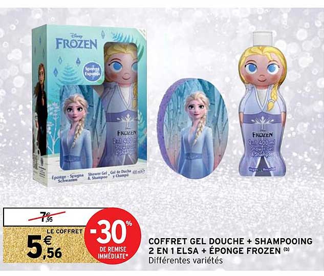 Coffret Gel Douche + Shampooing 2 En 1 Elsa + éponge Frozen