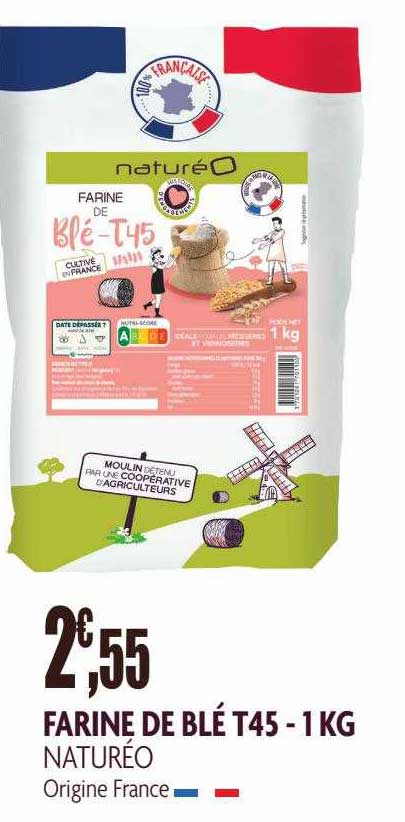 farine de blé t45 naturéo - 1 kg