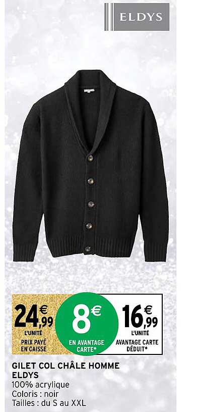 gilet col châle homme eldys