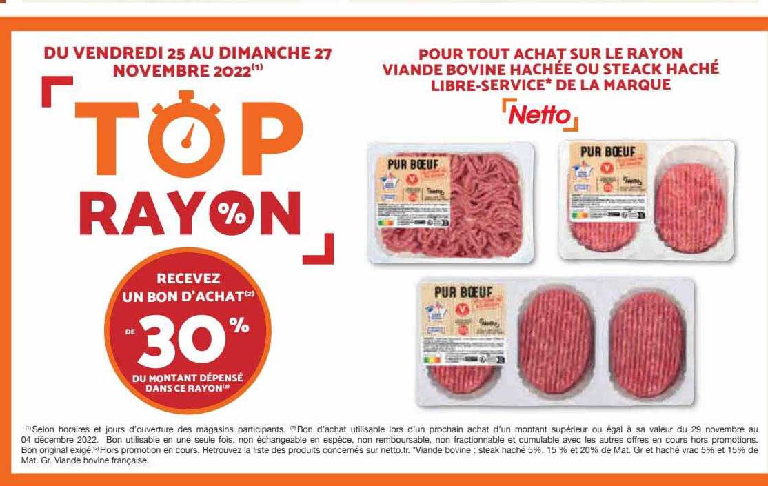 Le Rayon Viande Bovine Hachée Ou Steak Haché Libre-service De La Marque Netto