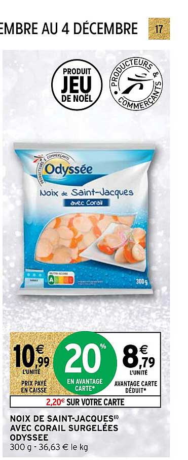 noix de saint-jacques avec corail surgelées odyssée