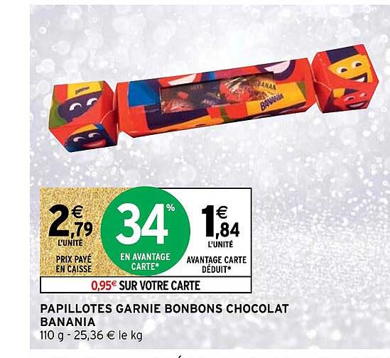papillotes garnie bonbons chocolat banania