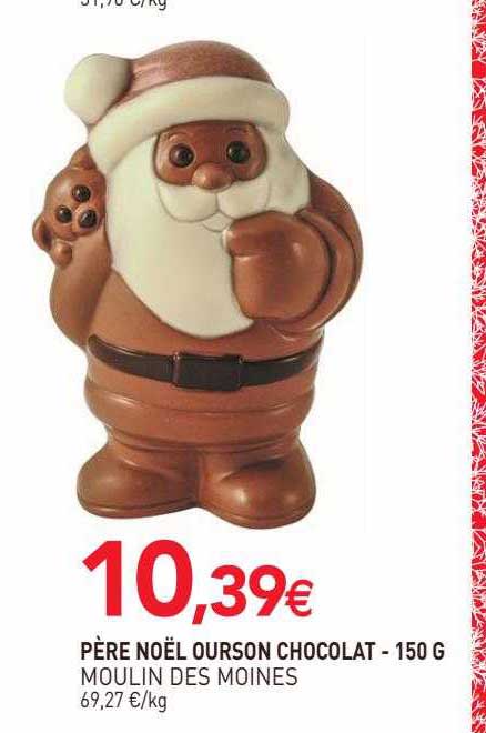 père noël ourson chocolat moulin des moines - 150 g