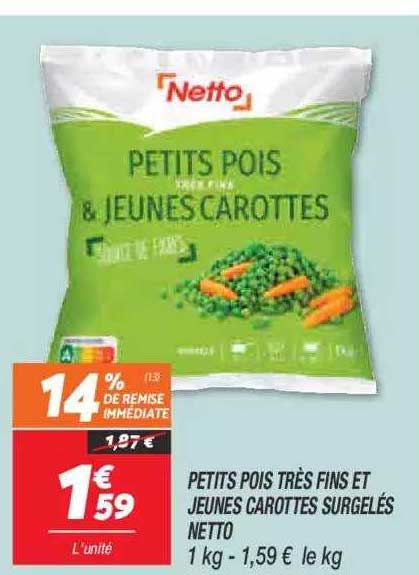 petites pois très fins et jeunes carottes surgelés netto