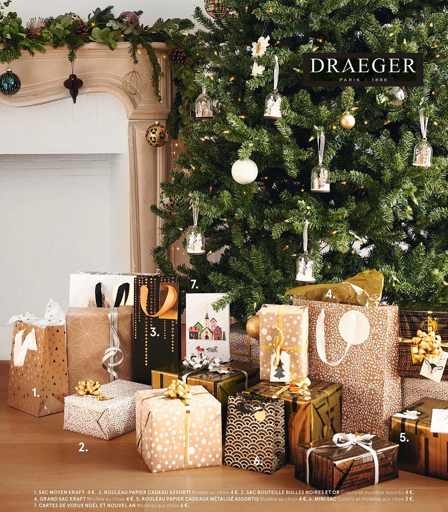 sac moyen kraft, rouleau papier cadeau assorti, sac bouteille bulles noires et or, grand sac kraft, rouleau papier cadeaux métallisé assortis, mini sac, cartes de vœux noël et nouvel an