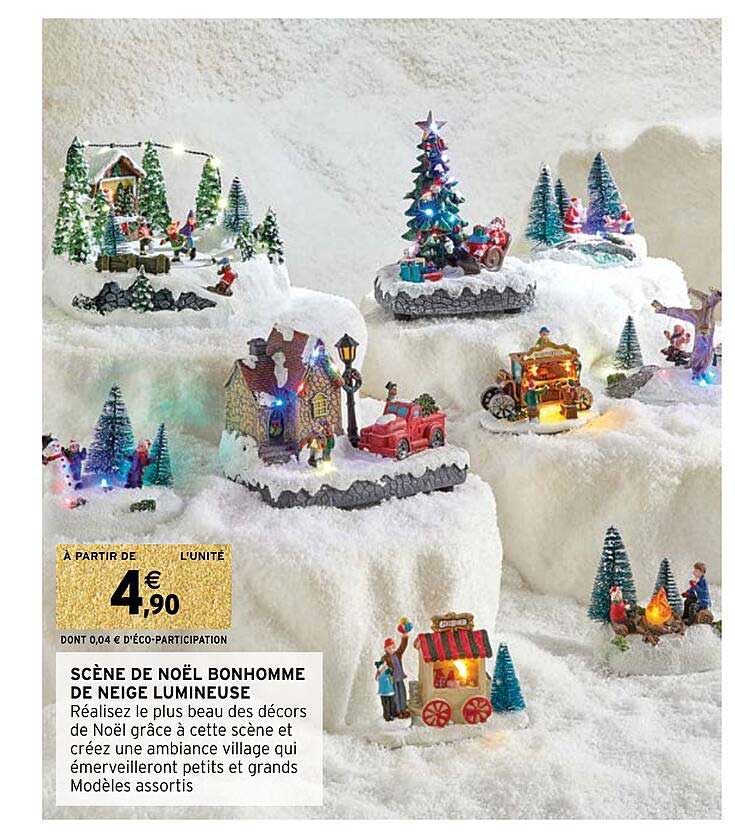 scène de noël bonhomme de neige lumineuse