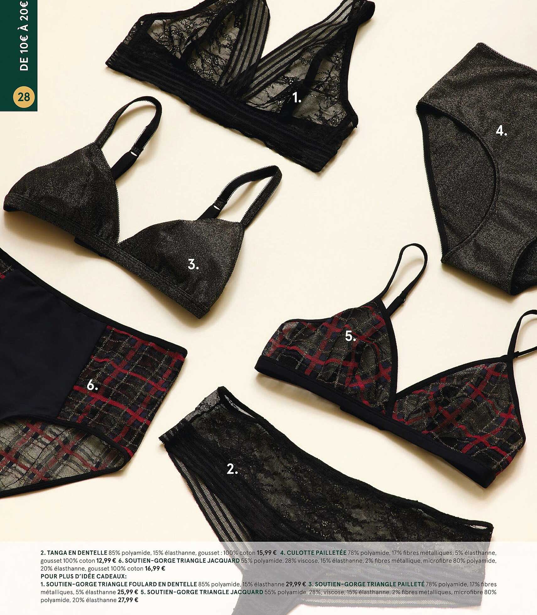 tanga en dentelle, culotte pailletée, soutien-gorge triangle jacquard, soutien-gorge triangle foulard en dentelle, soutien-gorge triangle pailleté, soutien-gorge triangle jacquard