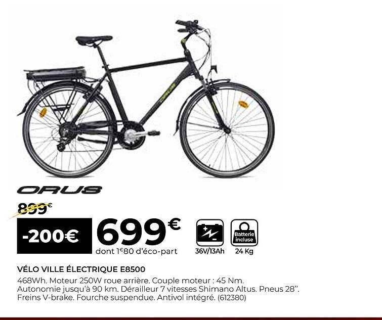 vélo ville électrique e8500 orus
