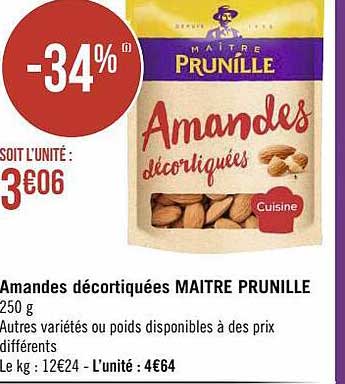 amandes décortiquées maître prunille