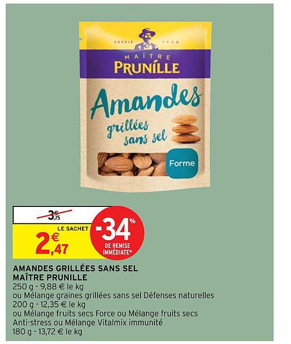 amandes grillées sans sel maître prunille
