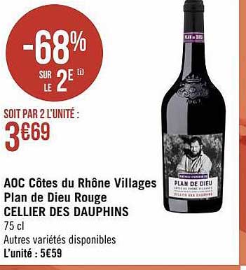 aoc côtes du rhône villages plan de dieu rouge cellier des dauphins