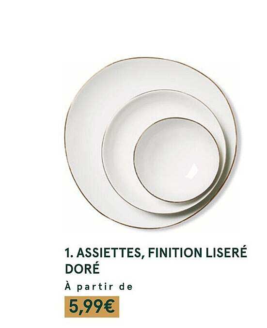 assiettes, finition liseré doré