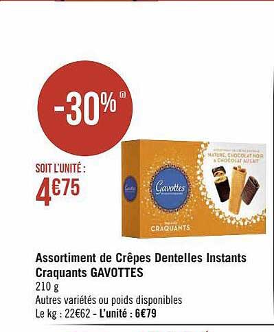 assortiment de crêpes dentelles instants craquants gavottes