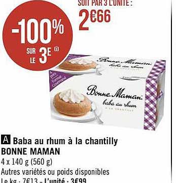 baba au rhum à  la chantilly bonne maman