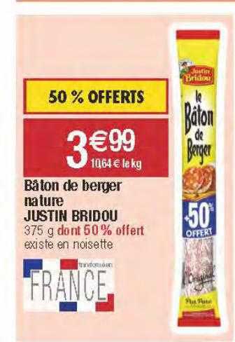 bâton de berger nature justin bridou