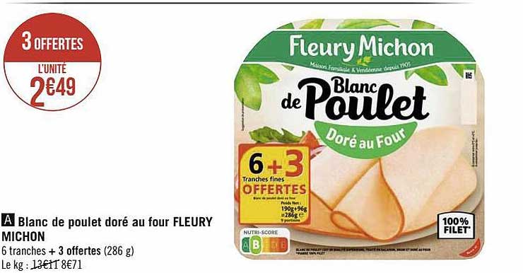 blanc de poulet doré au four fleury michon