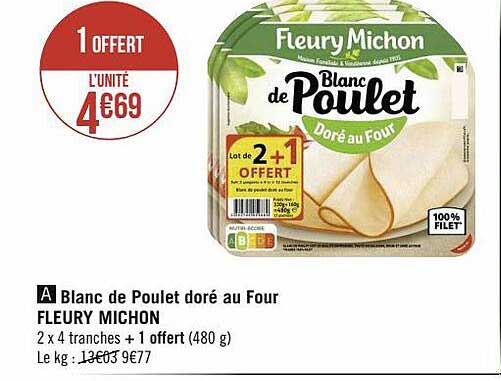 blanc de poulet doré au four fleury michon