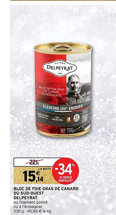 bloc de foie gras de canard du sud-ouest delpeyrat