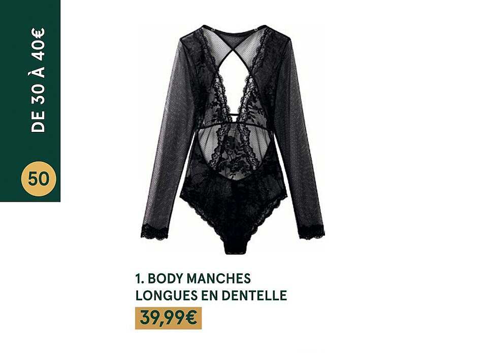 body manches longues en dentelle