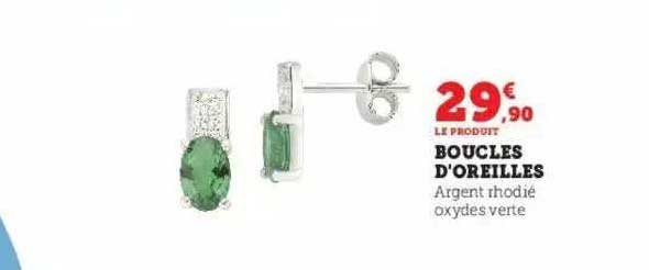 boucles d'oreilles argent rhodié oxydes verte