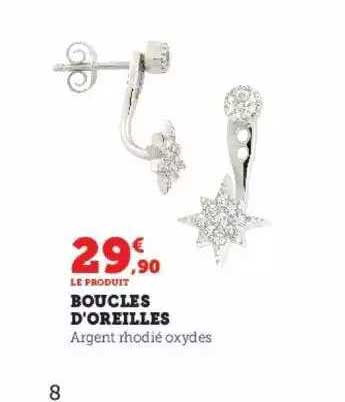 boucles d'oreilles argent rhodié oxydes