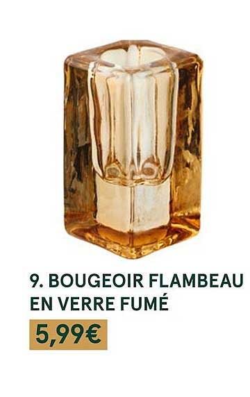 bougeoir flambeau en verre fumé