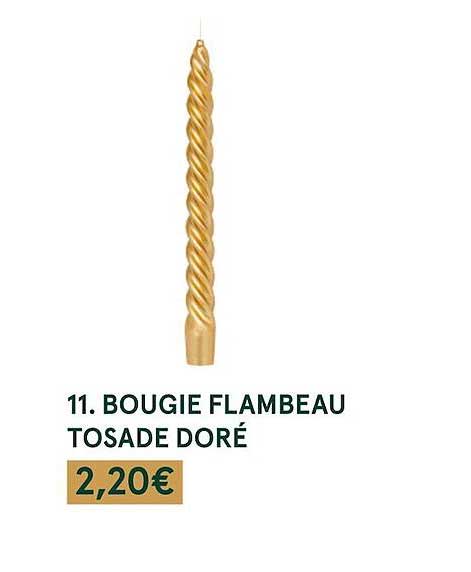 Bougie Flambeau Tosade Doré