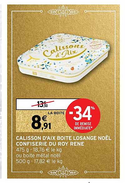 calisson d'aix boîte losange noël confiserie du roy rene