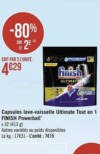 capsules lave-vaisselle ultimate tout en 1 finish powerball
