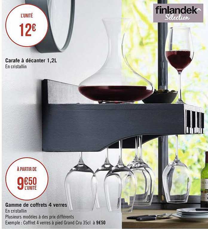 carafe à décanter 1,2l, gamme de coffrets 4 verres