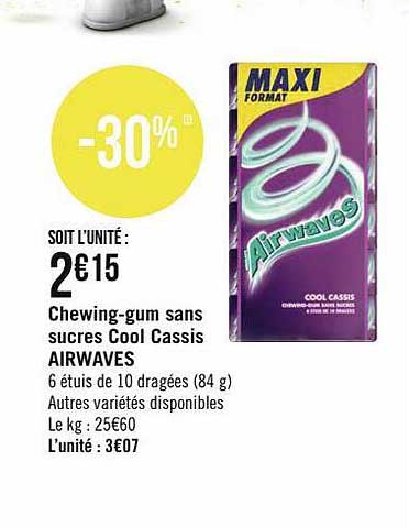 chewing-gum sans sucres cool cassis airwaves