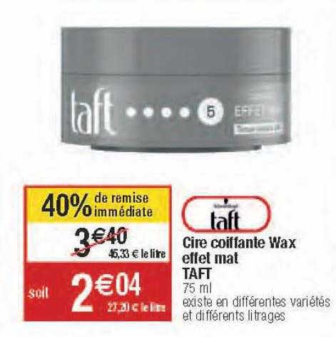 cire coiffante wax effet mat taft