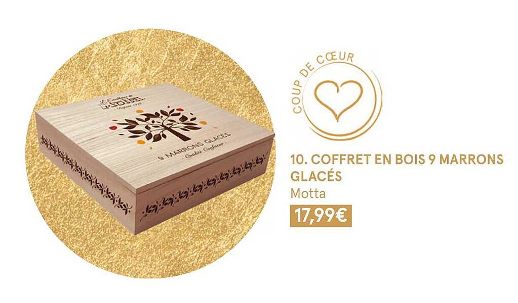 Coffret En Bois 9 Marrons Glacés Motta