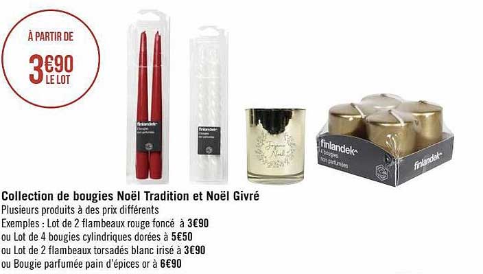 collection de bougies noël tradition et noël givré