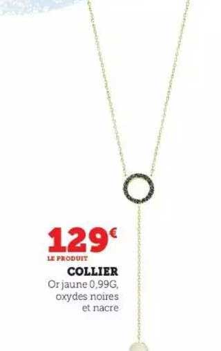collier or jaune 0,99g, oxydes noires et nacre