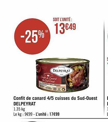 confit de canard 4-5 cuisses du sud-ouest delpeyrat