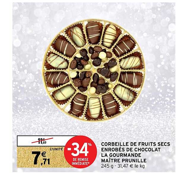 corbeille de fruits secs enrobés de chocolats la gourmande maître prunille