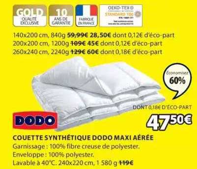couette synthétique dodo maxi aérée